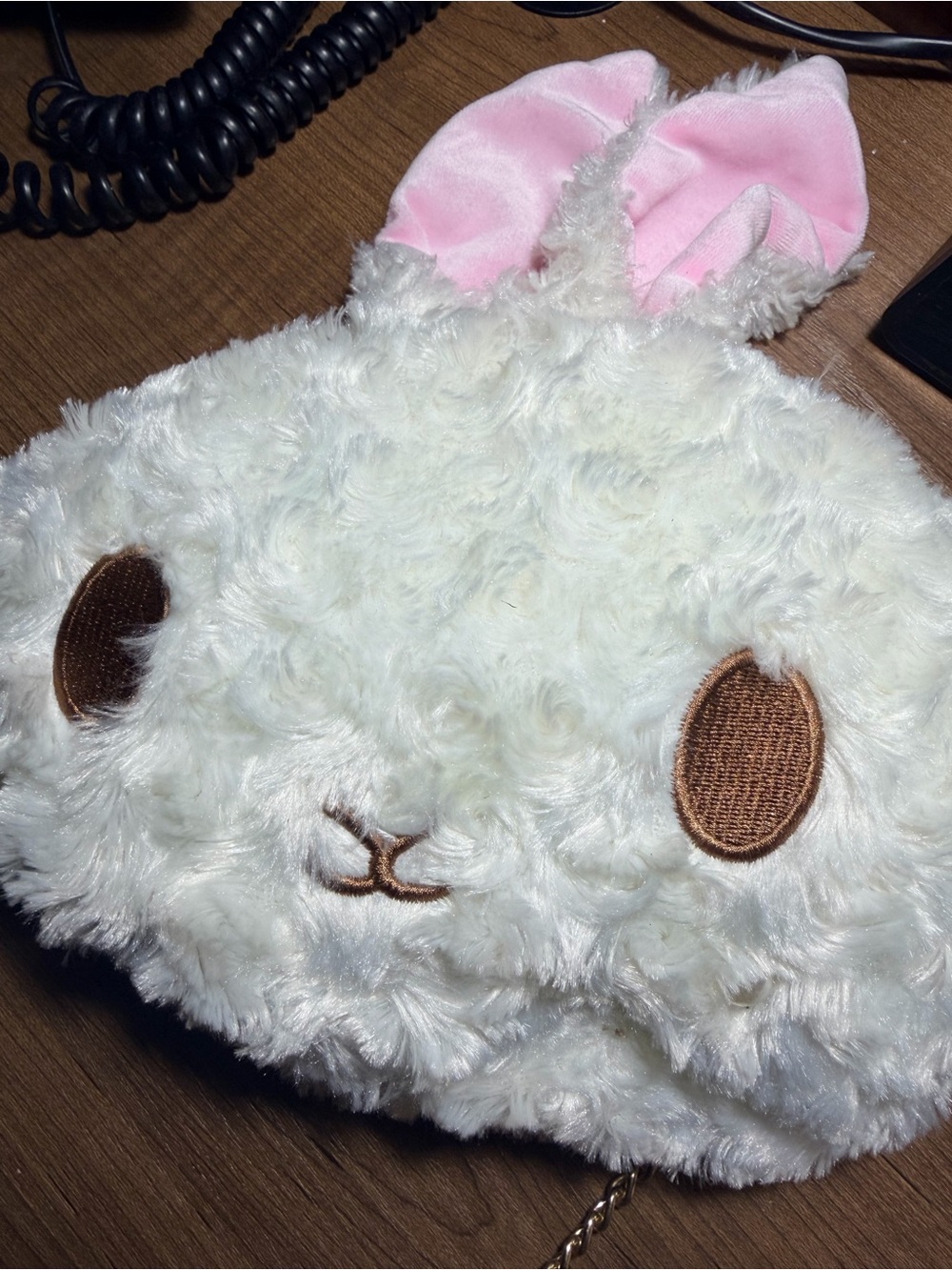 Kawaii Lolita Anime Plush Purse Bunny  Crossbody - Gold Chain Strap, Clean